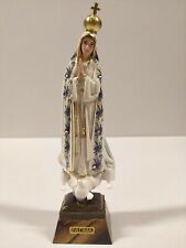 STATUA MADONNA DI FATIMA CM 19 IN VETRO RESINA DECORO FLOREALE ARTIGIANALE