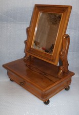 SPECCHIERA PSICHE DA APPOGGIO INTARSIATA CON CASSETTO IN NOCE STILE CARLO X '800