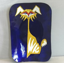 Ciotola rame smaltato arte moderna vintage metà secolo Italia cane crestato cinese anni 60