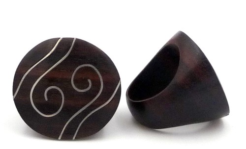 Bague ethnique bois - bague, en