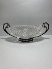 Alzata Centrotavola In Metallo Argentato E Cristallo ‘900