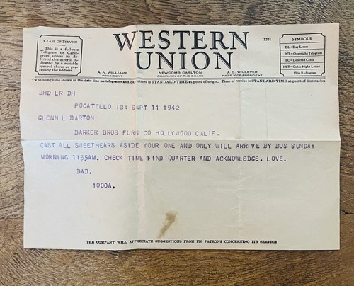 Telegramma western union 1942 - union,