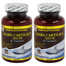 2 x WOHO Cartilagine di Squalo Naturale 100% Naturale MAX III Curcuma Tumerica 120 Capsule