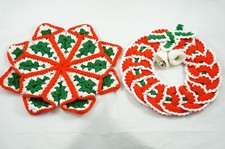 2 Vtg Crochet Lot Christmas