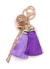 Portachiavi Con Frange Viola Con Catena E Portachiavi In Metallo