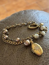 Bracciale Bracciale Fossil Ciondoli Acciaio Oro Inalterabile Madreperla Perle