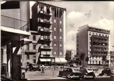 CAGLIARI CITTA'   B/N  VIAGGIATA  1955  PIAZZA REPUBBLICA CON AUTO