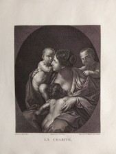 Incisione Rame LA CHARITÉ La