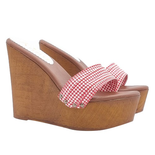 Sandali zeppa fascia rossa - a,