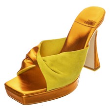 Jeffrey Campbell Hollyweird Yellow Kid Suede And Pu - Sandali Donna Arancioni