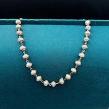 Collana Vintage Etnica Argento Palline Perline 14" Tribale Boho Gioielli Antichi