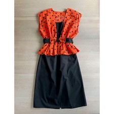 Abito vintage a pois, abito da cocktail rockabilly con cintura e fiocco...