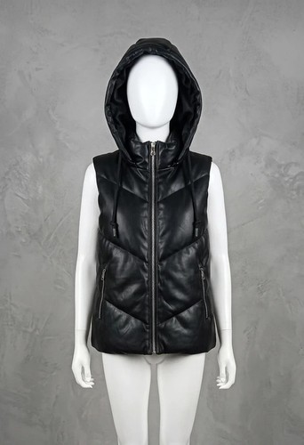 Gilet imbottito ecopelle nero