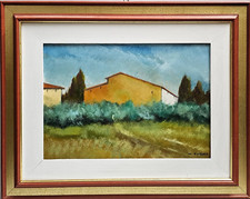 Giuseppe Gagliardi (1896-2005) Quadro Dipinto Olio su Cartone Paesaggio Toscano