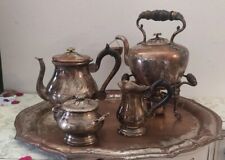Set Completo Con Bollitore Da Thè In Rame Argentato Epoca 1800. Samovar?