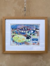 Opera Enrico Paulucci Pastelli ad olio carta Le Giostre 1973 AUTENTICA ARCHIVIO