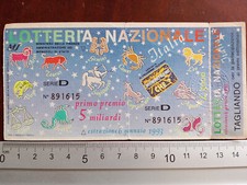 BIGLIETTO LOTTERIA NAZIONALE ITALIA 1992 + TAGLIANDO ESTRAZ 6/1/1993 FANTASTICO