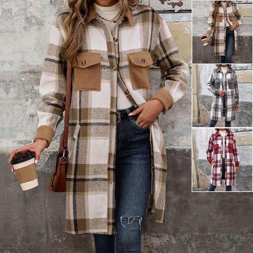 Cappotto lungo scozzese donna - cappotto,
