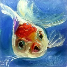 Dipinto Olio Originale Pesce