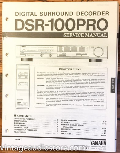 Yamaha dsr 100pro - 100, pro