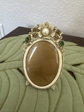 Cornice portafoto ovale gioiello strass perle oro dorato Firenze vintage