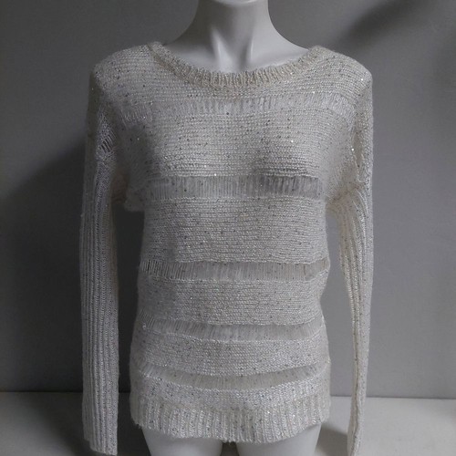 Guess white knit top sequin - white,