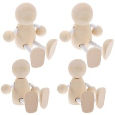  4 pezzi piccole bambole di legno di legno decoro di pittura fai -da -te bambole