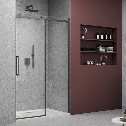 Box doccia nicchia nero parete - box,