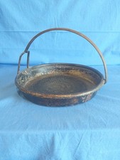 Antico Tegame Friggitrice Risottiera Da Camino Manico Arco Rame Stagnato