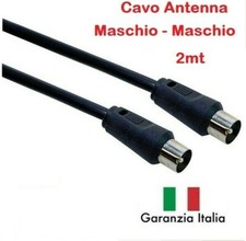 Cavo coassiale per antenna TV schermato maschio maschio spina spina da 2mt nero