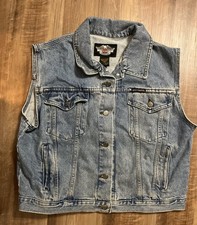 Gilet Harley-Davidson uomo XL blu denim senza maniche camionista motociclista made Canada