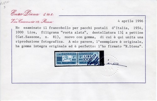 1954 italia pacchi postali - italia,