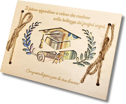 Biglietto laurea legno - biglietto,