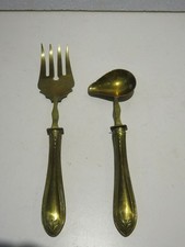 vecchie POSATE IN OTTONE antiche forchettone cucchiaio da esposizione vintage di