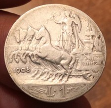 1 Lira 1908 Quadriga Veloce