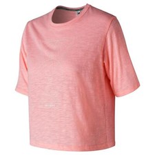 New Balance DONNA Neonati Asciutto Corto Ringer Tee Top Rosa Palestra