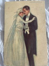 1919:TRIESTE ITALIANA E GLI SPOSI CARTOLINA POSTALE CON AFFRANCATURA IN CORONE