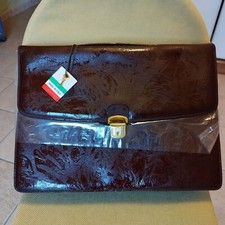 Cartella business in pelle con disegni a vernice