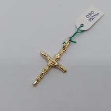 CIONDOLO CROCIFISSO - CROCE SACRA IN ORO GIALLO 18KT 750 1,15 GRAMMI (7828)