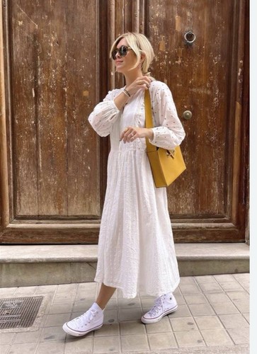 Zara ss21 abito midi bianco - zara,