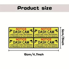 4 adesivi auto videosorveglianza/allarme/telecamera/dashcam, sicurezza, stiker