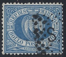 1877 SAN MARINO, n. 3,10 cent. oltremare - usato