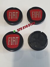 4 Tappi Coprimozzo con Logo FIAT Neri e Rossi Cerchi in Lega 50mm Panda Punto