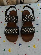 Sandali N 37 In Cuoio, Pelle, Legno e Gomma. Made In Italy.