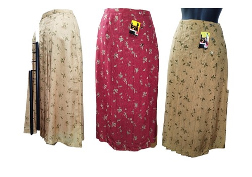 Gonna pieghe lunga rossa beige - gonna,