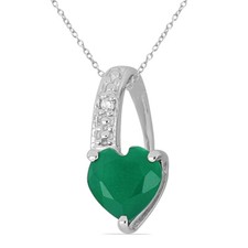 0,56 Carati Verde Onice Ciondolo a Cuore 925 Collana IN Argento Pietra Preziosa