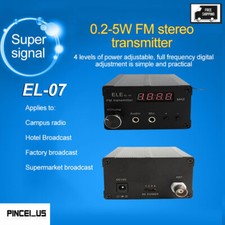 EL-07 0.5W/5W Trasmettitore FM Stereo Trasmettitore Radio Broadcast Audio Wireless