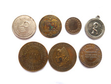 LOTTO DI 6 GETTONE MEDAGLIA MONETA BAR FLIPPER NEGOZIO TOKEN **VEDI **FOTO