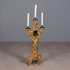 Torciere Antico Legno Intagliato Lamierino Italia XIX Secolo Originale