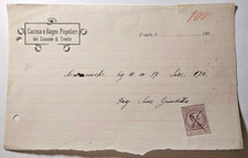 " CUCINA e BAGNI POPOLARI " COMUNE di TRENTO 1920 ? _RICEVUTA + MARCA da BOLLO .